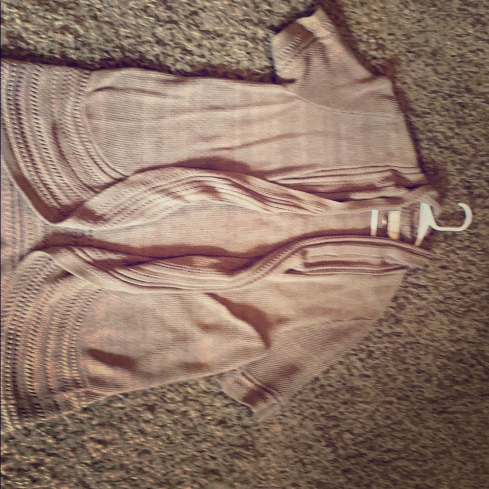 Short sleeve tan knit woman’s cover up